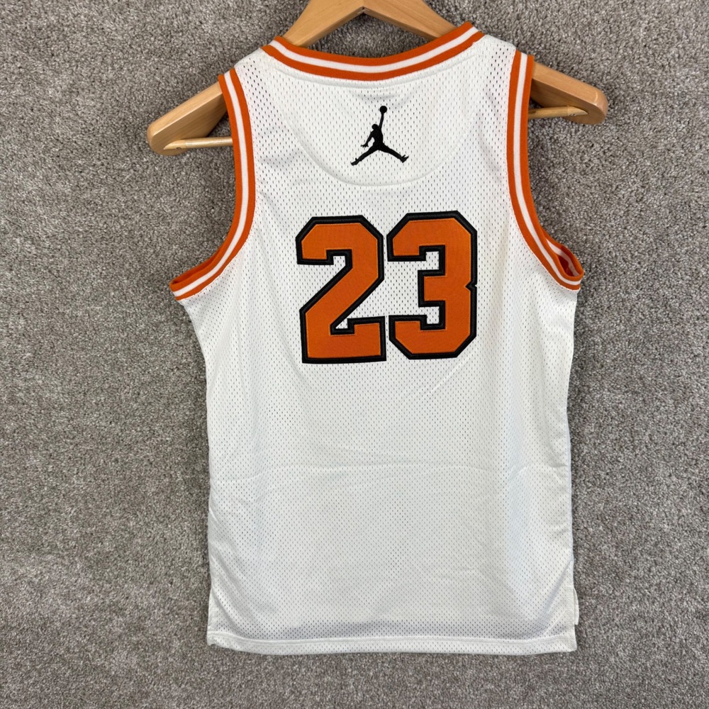 Jordan Boys 23 Basketball Jersey White Orange Youth Size Large 12 13 Years NEW - Picture 6 of 8